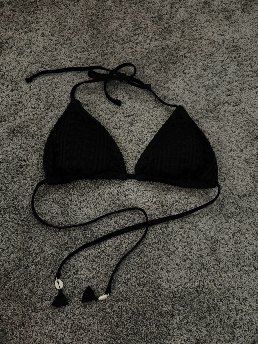 wild fable Black Crochet Triangle Bikini Top